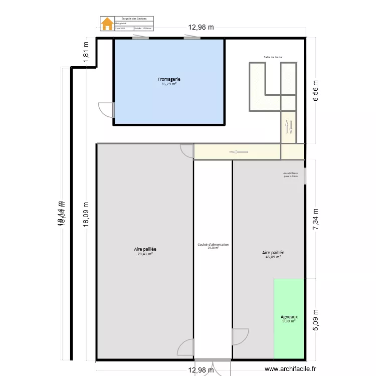 Bergerie des Sertines. Plan de 12  et 250 m²
