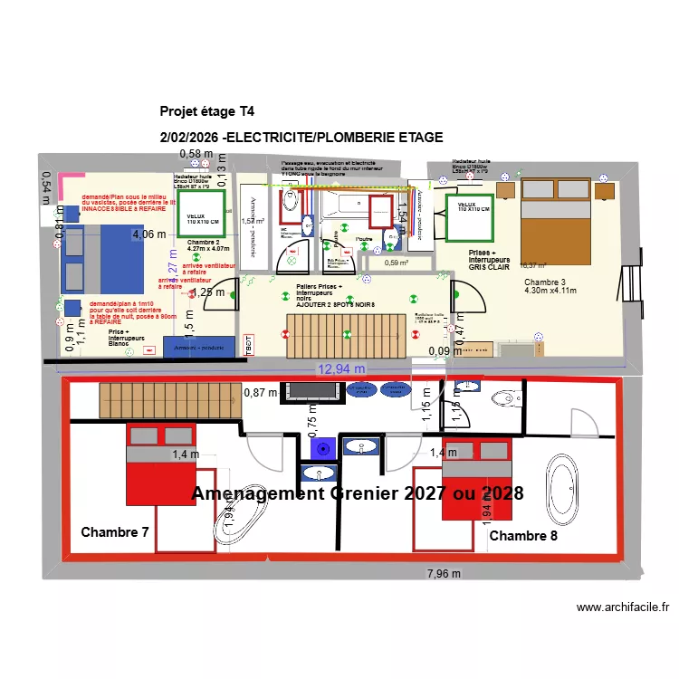 PLAN ARNAUD ETAGE 5 DECEMBRE 2025. Plan de 4  et 45 m²