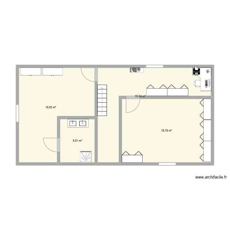 &eacute;tage. Plan de 4  et 57 m²