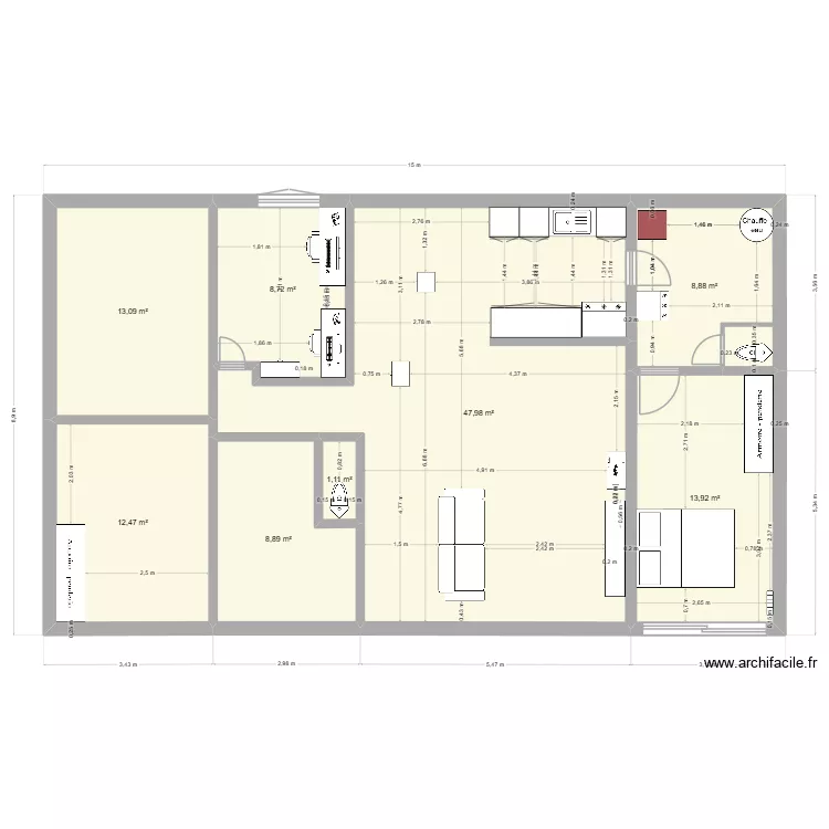 maison2. Plan de 8  et 115 m²