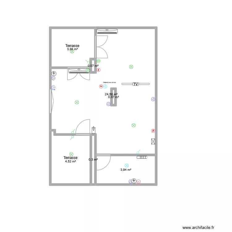Studio - plan vide. Plan de 7 Pièces et 38 m² Studio - plan vide. Plan de 7 Pièces et 38 m²