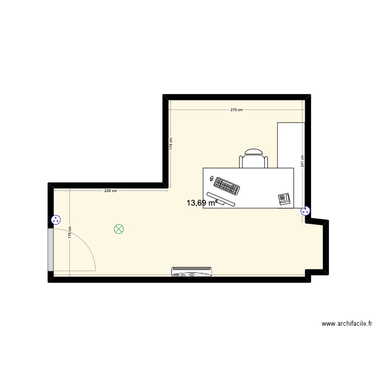 CABINET DUMONT SOLEIL. Plan de 1 pièce et 14 m2