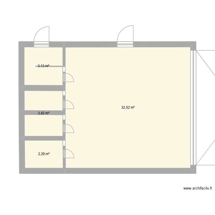 Hongar. Plan de 4 pièces et 41 m2