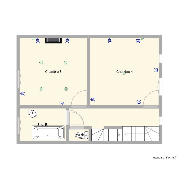 maison 1er étage. Plan de 5 pièces et 41 m2