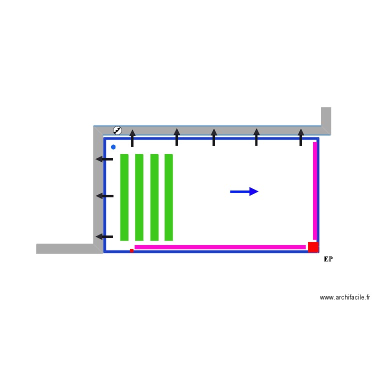 Projet SEILLE VNDC. Plan de 1 pièce et 18 m2