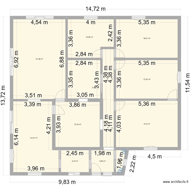 PLAN MOI. Plan de 11 pièces et 166 m2