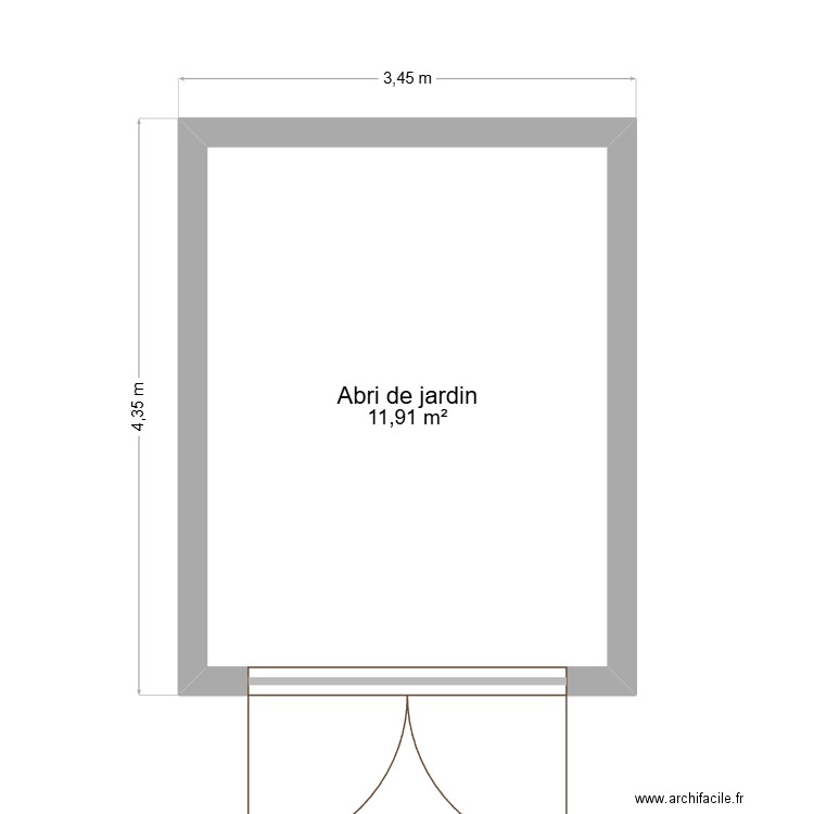 Abri de jardin 1. Plan de 2 pièces et 24 m2