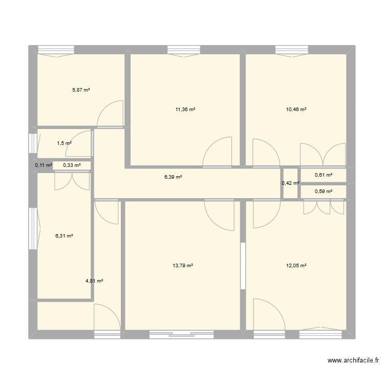 PLAN INITIAL. Plan de 14 pièces et 75 m2