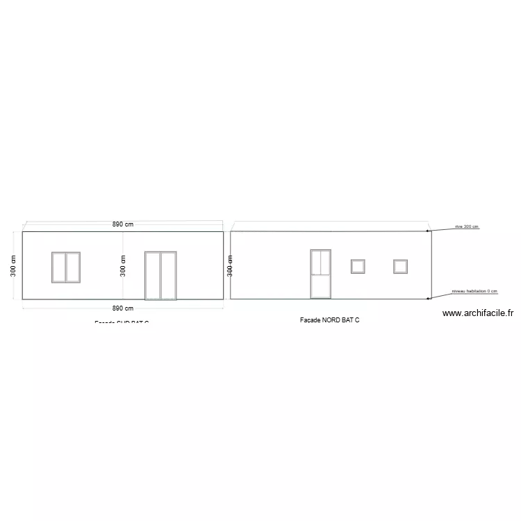NOUVEAU BAT C FACES NORD ET SUD. Plan de 