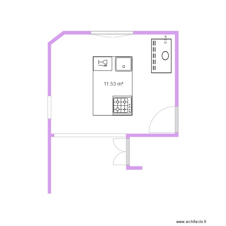 cuisine elssds. Plan de 1 pièce et 12 m2