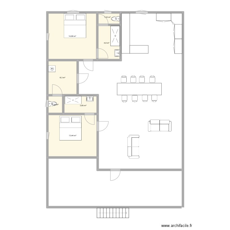 SENE. Plan de 7 pièces et 46 m2
