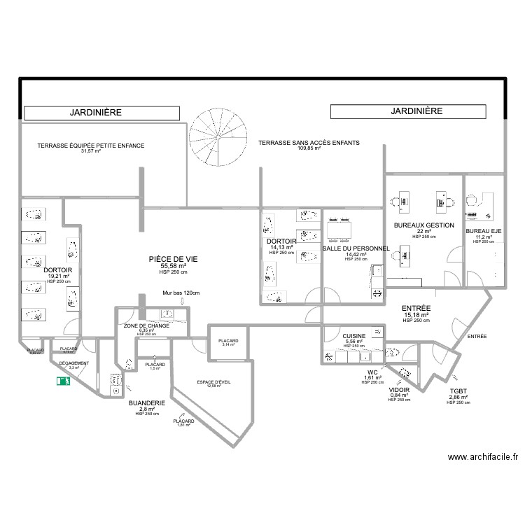 PLAN  TECHNIQUE ROUET. Plan de 22 pièces et 337 m2