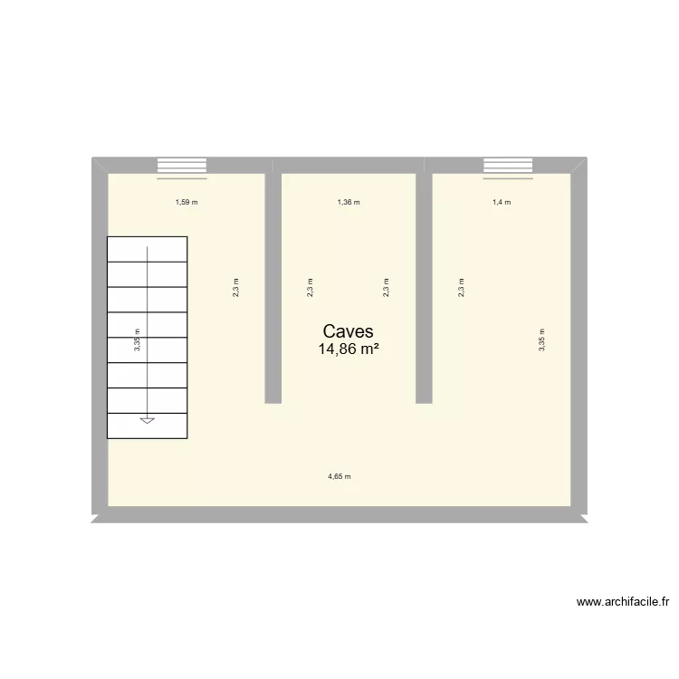 Vinave Cave. Plan de 1  et 15 m²