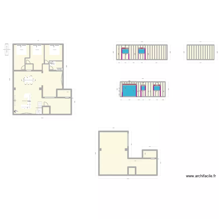 romain. Plan de 80  et 258 m²