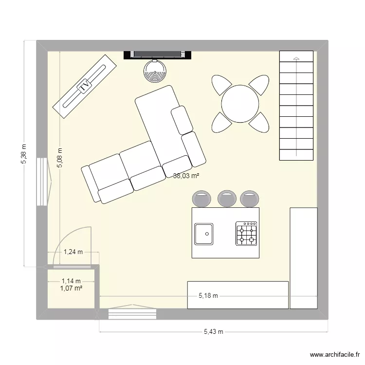 appartement etage. Plan de 2 pièces et 39 m² appartement etage. Plan de 2 pièces et 39 m²