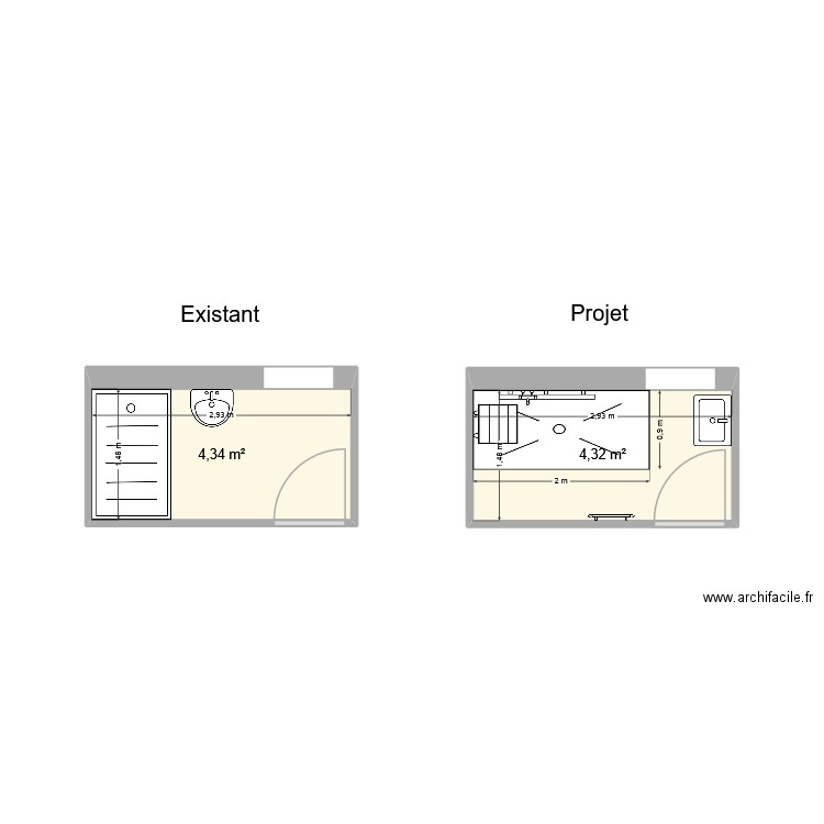 JOHANNY Michel. Plan de 2 pièces et 9 m2