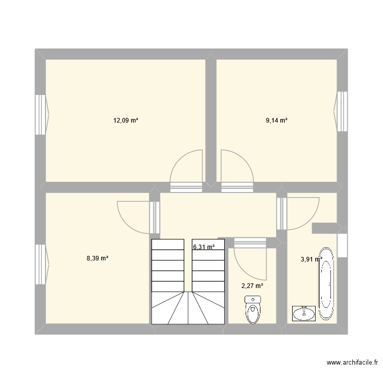 9B chemin Martelet 1er étage. Plan de 6 pièces et 42 m2