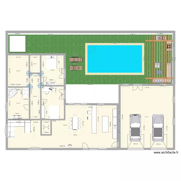 emilie. Plan de 8  et 230 m²