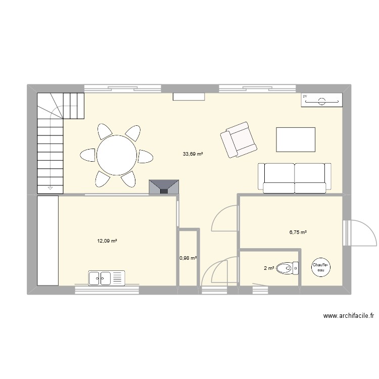 st euphraise. Plan de 5 pièces et 56 m2