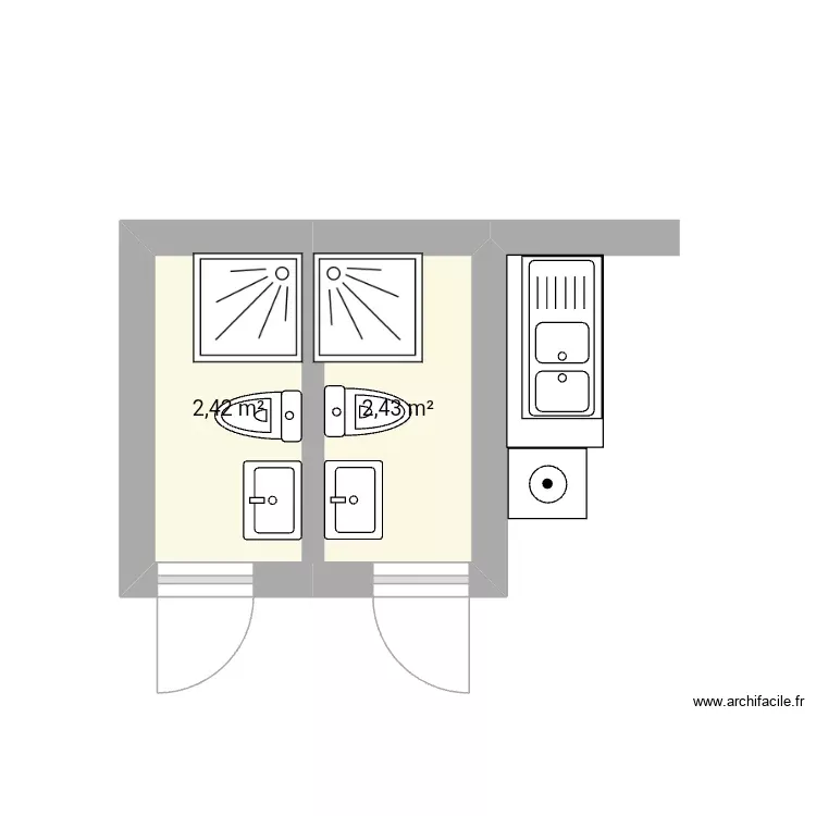 Nv wc2. Plan de 2 Pièces et 5 m² Nv wc2. Plan de 2 Pièces et 5 m²