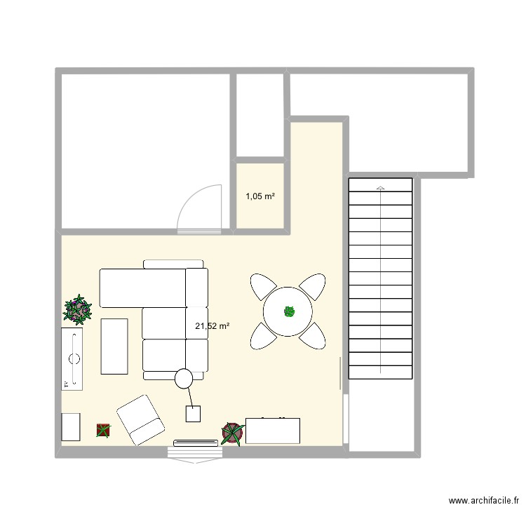 Salle a manger / salon 3. Plan de 2 pièces et 23 m2