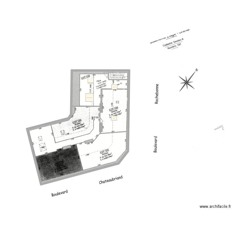 Grenier Brut. Plan de 1 pièce et 223 m2