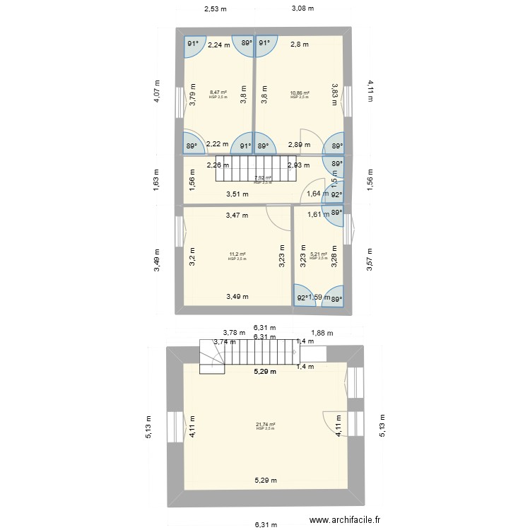 plan Aurore cuisine. Plan de 6 pièces et 65 m2