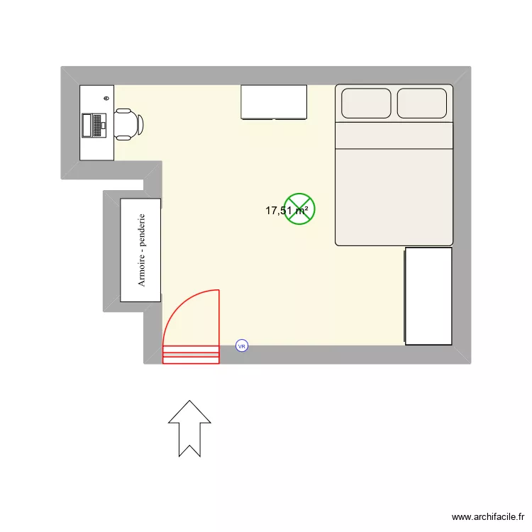 Ma chambre de la hess. Plan de 1 Pièce et 18 m² Ma chambre de la hess. Plan de 1 Pièce et 18 m²