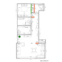 plan douche lavabo double, baignoir petite sdb