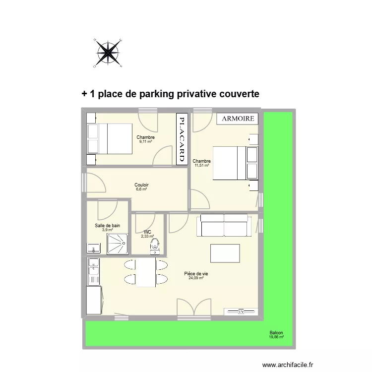 BOINVILLE. Plan de 7  et 77 m²