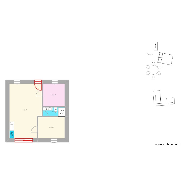 AchardCapelettefinTravaux. Plan de 4 pièces et 55 m2
