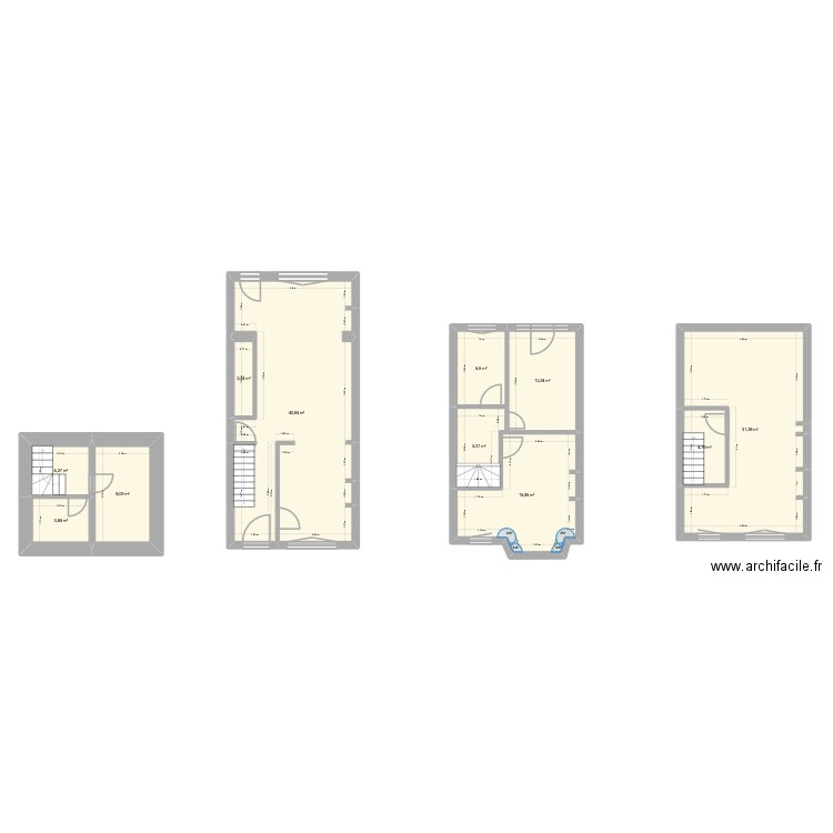 Maison corrigée. Plan de 11 pièces et 134 m2
