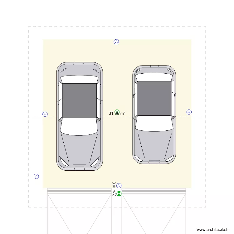 Garage double. Plan de 
