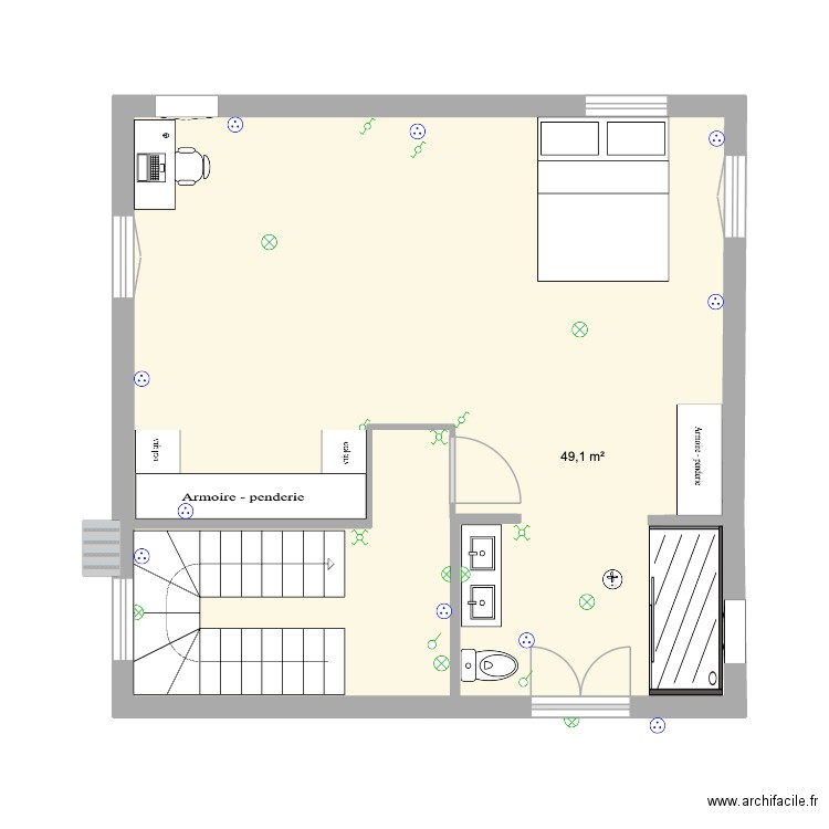 Etage 1 new Besseges. Plan de 1 pièce et 49 m2