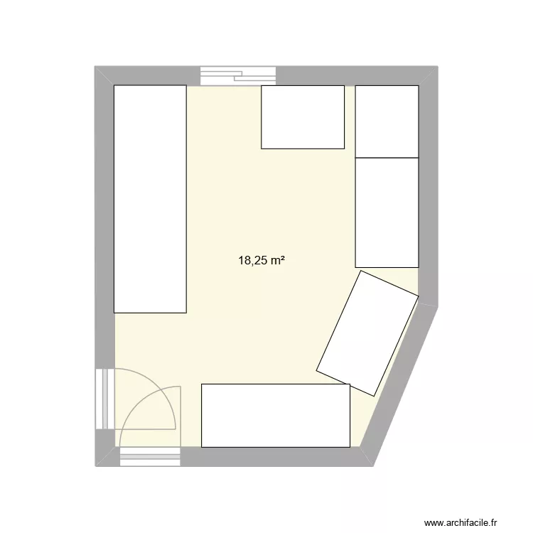 Plonge. Plan de 1  et 18 m²
