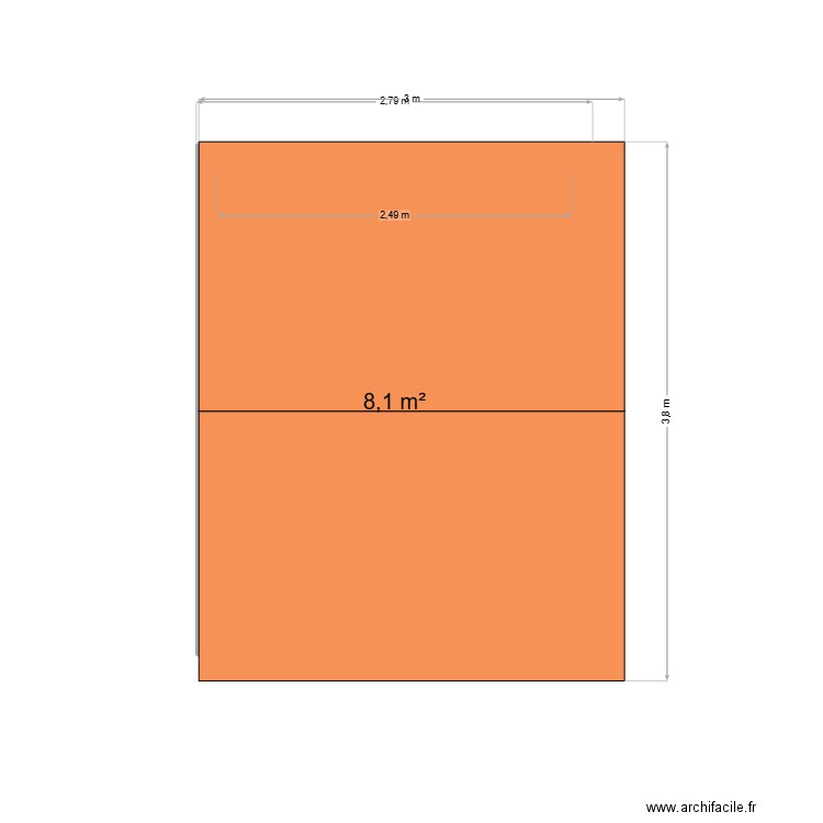 cabanon. Plan de 1 pièce et 8 m2