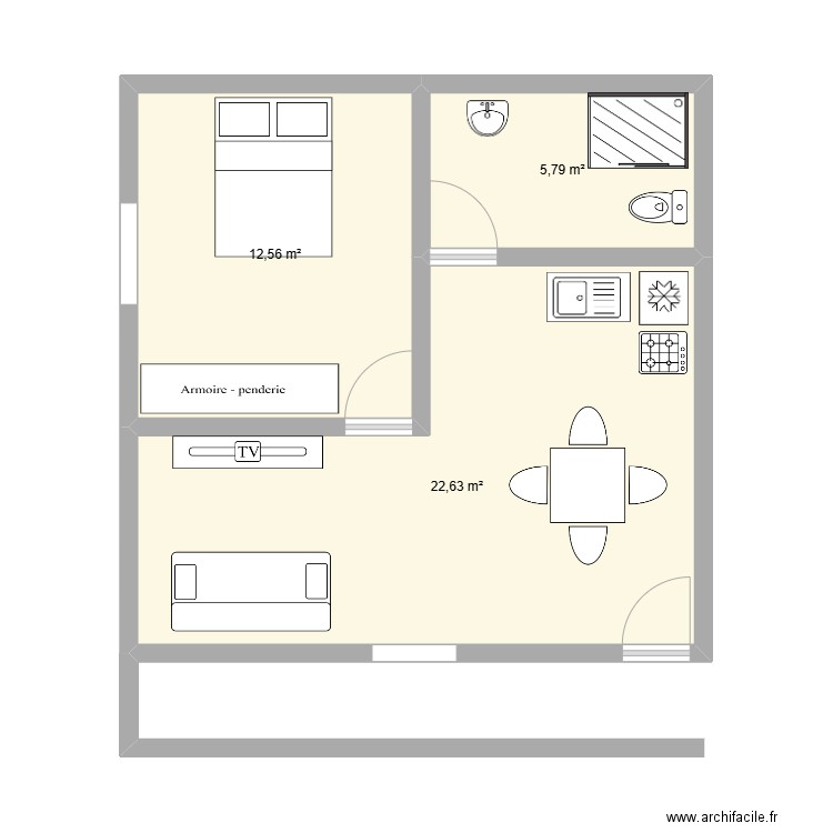 TOJO. Plan de 3 pièces et 41 m2