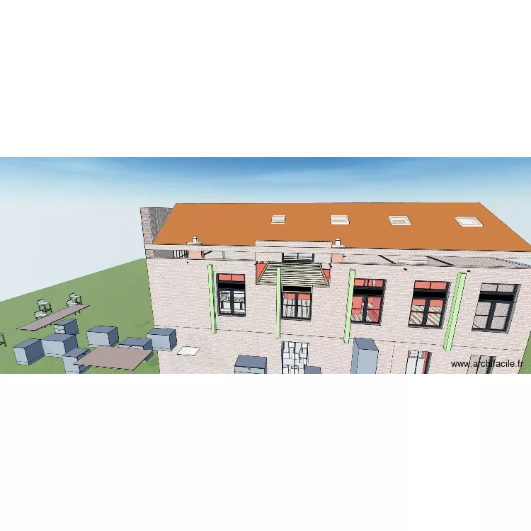 PROJET 22 IMMEUBLE  RDC+ R1 LOFT et variante  Etage R2 NUIT+toiture et solivage. Plan de 8 Pièces et 154 m²