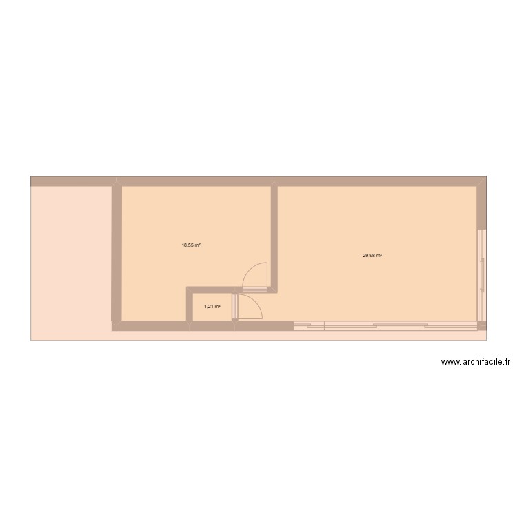 Teras. Plan de 3 pièces et 50 m2