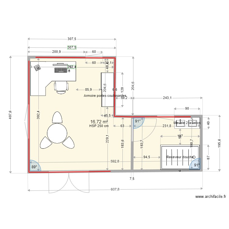 plan essais. Plan de 1 pièce et 17 m2