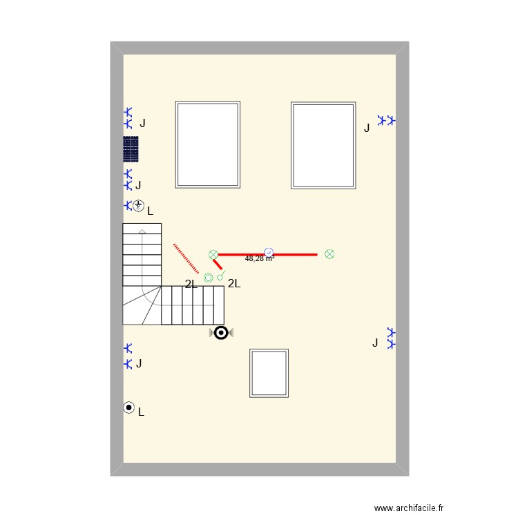 ADN Belg Onafh Ln 19, Verdiep 3. Plan de 1 pièce et 48 m2