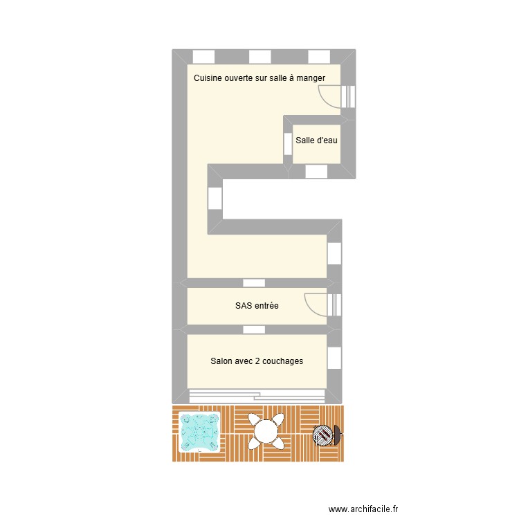 Meublé1_Guise. Plan de 4 pièces et 11 m2