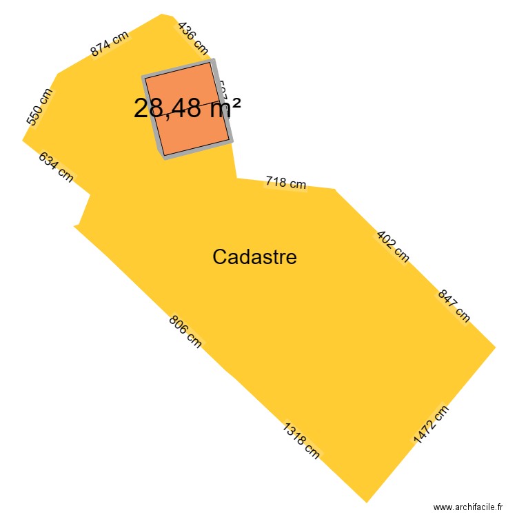 plan masse maison. Plan de 1 pièce et 28 m2