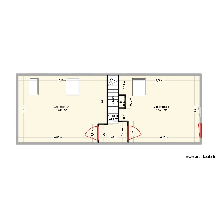 Zaidi Ferdinant. Plan de 8 pièces et 81 m2