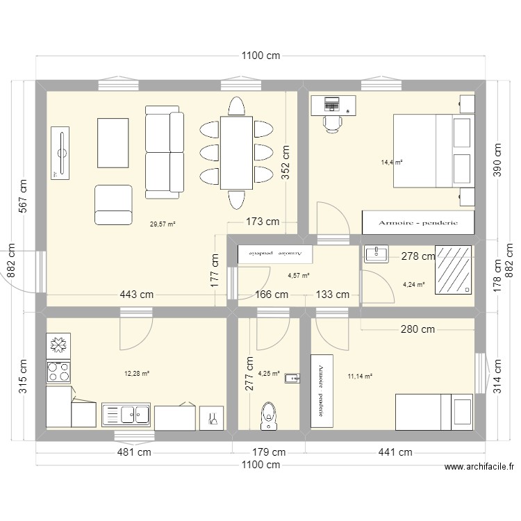 Mon T3b. Plan de 0 pièce et 0 m2