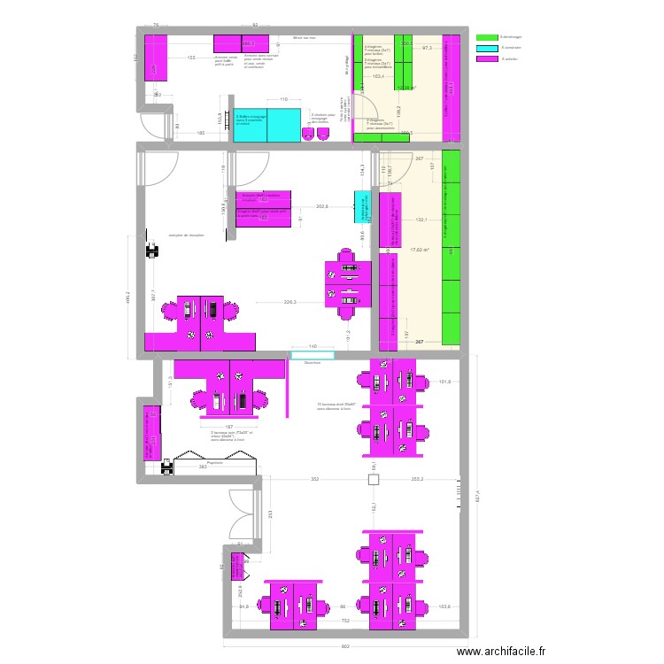 Option 2 avec bureau droit. Plan de 0 pièce et 0 m2