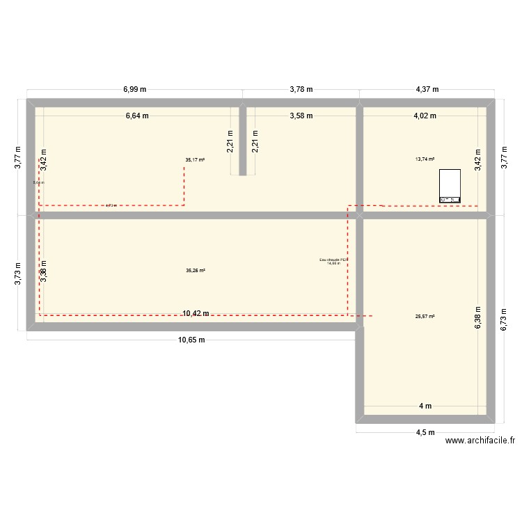 plan chauffage sous sol actuel. Plan de 4 pièces et 110 m2