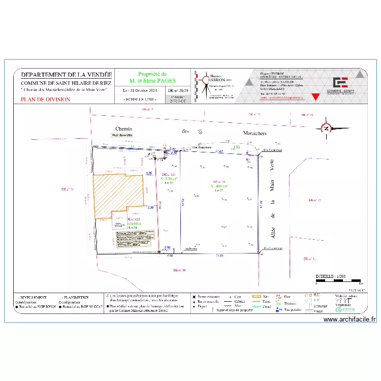 Plan de la division avec les dimensions. Plan de 