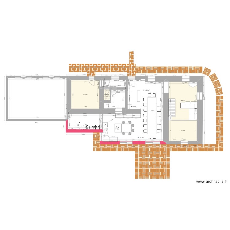 Plan de José mur de construction parpaing de 20. Plan de 10 pièces et 174 m2