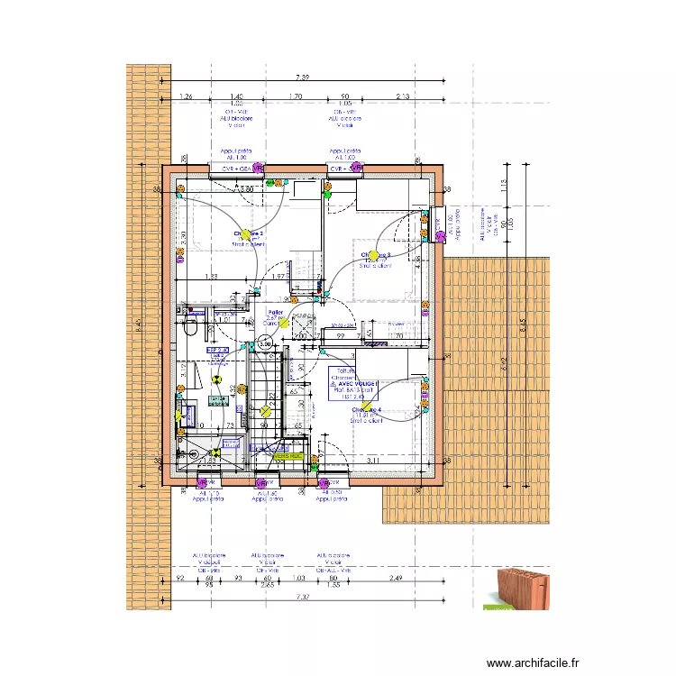 TOULIER ELEC ETAGE. Plan de 